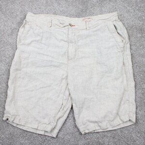Tommy Bahama Linen Shorts Mens 40 Beige Flat Front Flap Pocket w/ 11" inseam